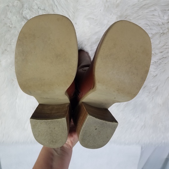 SOLD FRYE Dena Leather Stacked Cognac Boots - Picture 8 of 8